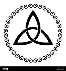 Triquetra, Celtic triangle knot in a circle frame shaped by double spirals. Basket wave knot, used in ancient Christian ornamentation Stock Photo - Alamy Celtic Triangle, Circle Frame, Twin Flames, Decorative Borders, Circle Frames, A Circle, Knot, Stock Images, Resolution