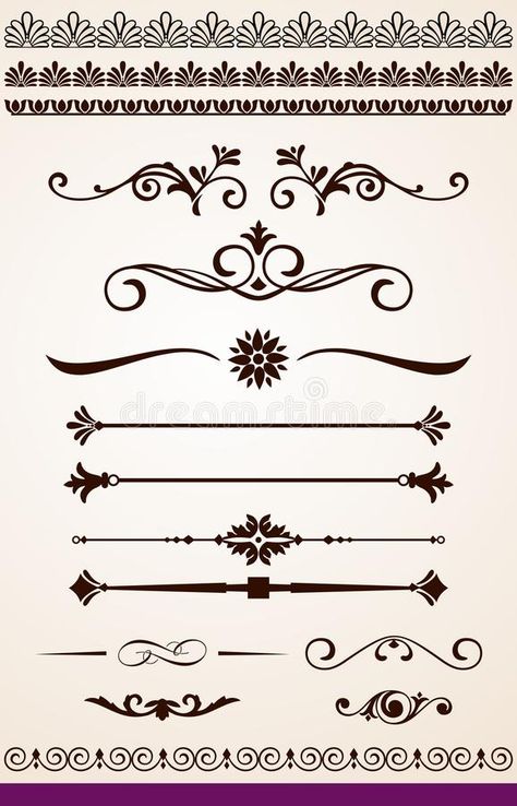 Page Or Text Dividers, Borders And Decorations Stock Vector - Illustration of paragraph, card: 49114849 Chapter Divider Design, Paragraph Design Ideas, Page Dividers Design, Border Decoration Ideas For Paper, Poster Border Ideas, Chapter Page Design, Paragraph Design, Assignment Design, Heading Design