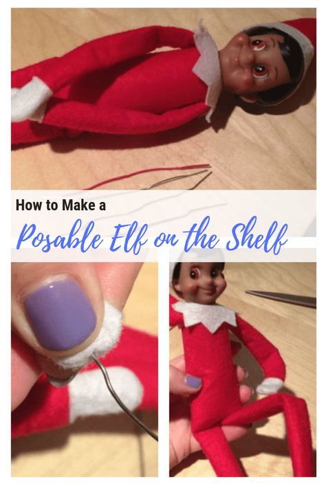 How to Make Your Elf on the Shelf Posable | DIY Posable Elf on the Shelf | #ElfOnTheShelf #PosableElfonTheShelf Posable Elf On The Shelf, How To Make Your Elf Bendable, How To Wire Elf On The Shelf, How To Make Elf On The Shelf Posable, How To Make Your Elf Stand Up, How To Make Elf On The Shelf Stand Up, How To Add Wire To Elf On The Shelf, How To Get Elf On The Shelf To Pose, Diy Elves How To Make