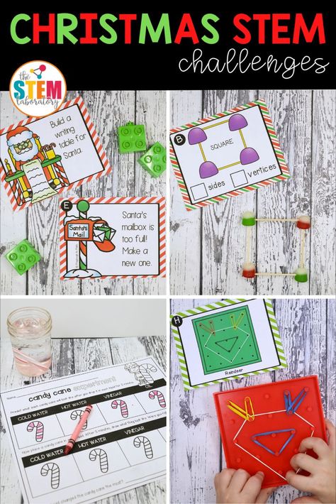 Christmas has come early this year! I’ve combined two of my favorite things – STEM and Christmas – into one powerhouse activity pack for kids. The five brand new STEM challenges are perfect to use with small groups or centers. From holiday geoboard designs to North Pole LEGO building challenges, these five STEM challenges are Saint Nick-approved! Santa Stem Activities, Fall Science Activities, Christmas Stem Challenge, Math Stem Activities, Christmas Stem Activities, Winter Stem, Stem Boxes, One To One Correspondence, Kindergarten Stem