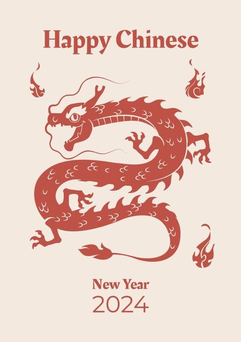 Hand-drawn Elegant Happy Chinese New Year of the Dragon Card Divine Art, Chinese New Year Dragon, Dragon Year, Chinese Design, Mushroom House, Brand Kit, Happy Chinese New Year, Year Of The Dragon, Chinese Dragon