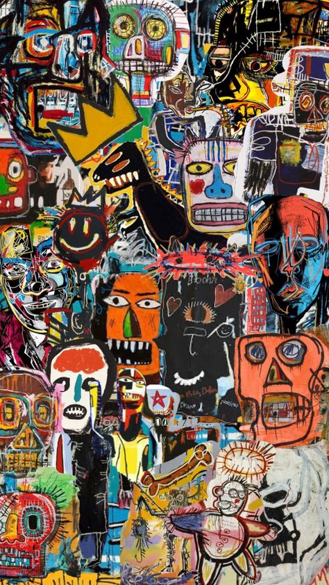 Basquiat Wallpaper Iphone, Basquiat Wallpaper, Impressionism Portrait, Drawing Suggestions, Black Archives, Face Art Painting, Chaos Art, Basquiat Art, Abstract Expressionist Art