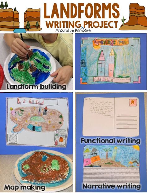 Landforms hands-on creative writing project Landforms Activities, Katie Morag, Animals Craft, Homeschool Fun, Second Grade Science, Earth Materials, Continents And Oceans, Teaching Geography, 1st Grade Science