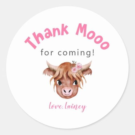 Pink Highland Cow Birthday Party Favor for $7.25 - Birthday Stickers Highland Cow 1st Birthday Party, Highland Cow 1st Birthday Boy, Cow Party Favors, Highland Cow Birthday Party, Highland Cow Birthday, Cow Baby Shower Theme, Cow Birthday Party, Cow Baby Shower Invitations, Boys Birthday Party Favors