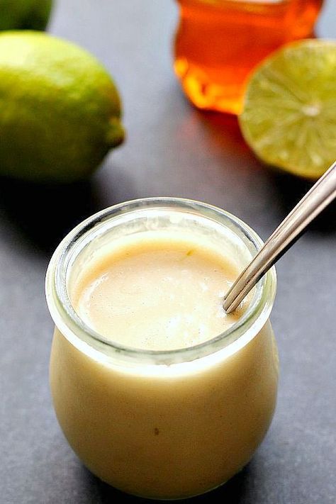 Honey Lime Dressing - one of my favorite dressings ever! You can make it for sweet and savory salads! So easy to whip up in your blender! Creamy Lime Dressing, Cheddars Honey Lime Dressing Recipe, Honey Lime Vinaigrette Salad Dressings, Honey Lime Dressing Recipe, Salad Supreme, Lime Salad Dressing, Honey Lime Vinaigrette, Bistro Box, Dressing Salad