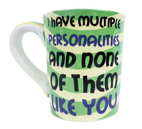 Tumbleweed Pottery Multiple Personalities Sarcastic Mug, Brown coffee (Ceramic) Sarcastic Mugs, Painted Ceramic Mug, Clever Coffee, Hello Kitty Mug, Coffee Mug Quotes, Multiple Personality, Brown Coffee, Word Out, Coffee And Tea Accessories