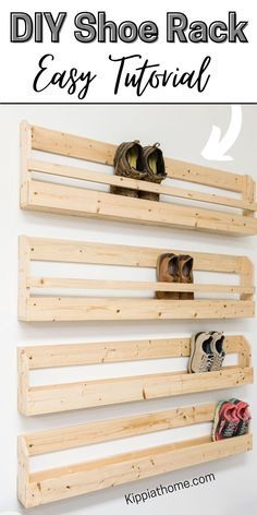 Diy Wooden Shoe Rack, Rak Sepatu Diy, Shoe Rack Diy, Shoe Rack Wall, Wall Shoe Storage, Wall Shoe, Wooden Shoe Rack, Diy Shoe Storage, Diy Shoe Rack