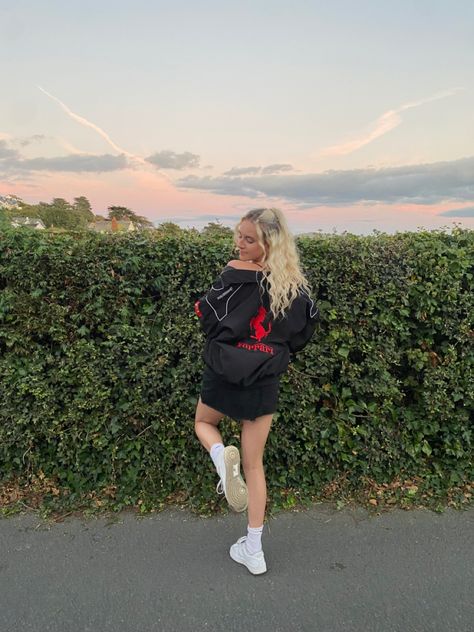 Ferrari jacket, Ferrari, outfit, white shoes, sunset, blonde hair, cute sunset pictures, Instagram, content creator, content, creator, social media, racer jacket, air forever 1s, Nike shoes, greenery Red Ferrari Jacket, Ferrari Jacket, Red Ferrari, Nike Air Force 1s, Air Force 1s, Jacket Nike, Insta Inspo, Nike Air Force, Air Force