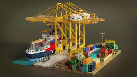 Bustling cargo port on a massive scale Minecraft Cargo Port, Container Terminal, Lego Train, Cargo Ships, Lego Ship, Lego Trains, Freight Forwarder, Ocean Freight, Lego Pictures