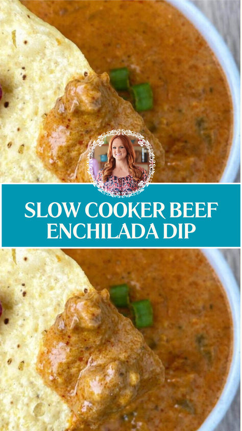 Pioneer Woman Slow Cooker Beef Enchilada Dip Pioneer Woman Enchiladas, Enchilada Sauce Green, Cheese Enchilada Sauce, Beef Enchilada Dip, Cream Cheese Enchiladas, Enchilada Dip, Beef Enchilada, Beef Dip, Green Chiles