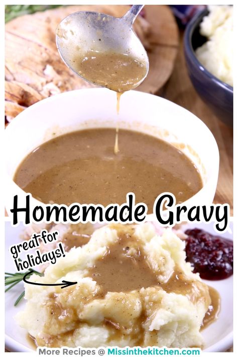 Making homemade gravy is a great recipe to have on hand to complete your holiday menu and add something special every day dinners. Homemade Gravy For Mashed Potatoes, Gravy For Mashed Potatoes, Comfort Food Meals, Top Dinner Recipes, Fall Eats, How To Make Gravy, Leftover Recipes, Dinner Christmas, Fall Soup Recipes