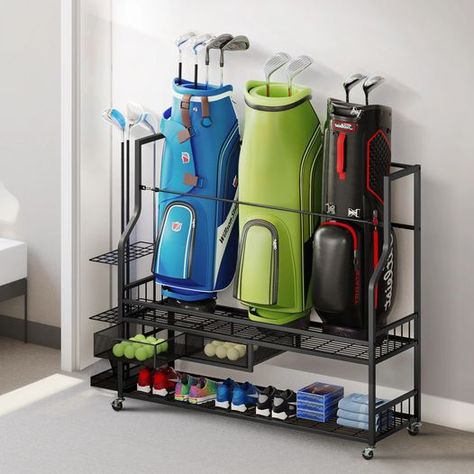 ˜”*°•.˜”*°• YOU SAVE 75 •°*”˜.•°*”˜ Dextrus Golf Bag Storage Rack with Wheels, Fit for 4 Golf Bags, Golf Storage Organizer for Garage, Club and Basement - Black Go to 𝐖𝐚𝐥𝐦𝐚𝐫𝐭 (ad)ᅳ🔽 https://mavely.app.link/e/KJWZ8HHTKJb ✔︎ Prices are subject to change. Pic credit: Walmart MAY24 Interact to keep the deals in your feed! Golf Equipment Storage, Golf Bag Storage, Golf Storage, Garage Wall Organizer, Garage Organizer, Sport Rack, Gondola Shelving, Bag Rack, Garage Organize