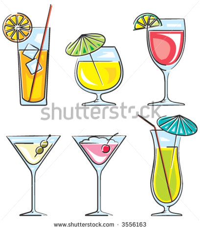 Cocktails vector illustration - stock vector People Drinking Cocktails, Martini Clipart, Cocktails Clipart, People Drinking, Cocktails Vector, Vintage Cocktails, Cocktail Illustration, Baby Animal Drawings, Coworkers Christmas