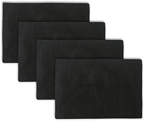 Set of 4 Rectangular Handmade Placemats Heat Resistant Dining Table Place Mats Kitchen Table Mats 12x18 Black Dining Table Place Mats, Handmade Placemats, Black Table Top, Table Place Mats, Black Table, Changing Wall Color, Place Mats, Wall Color, Dining Table Setting