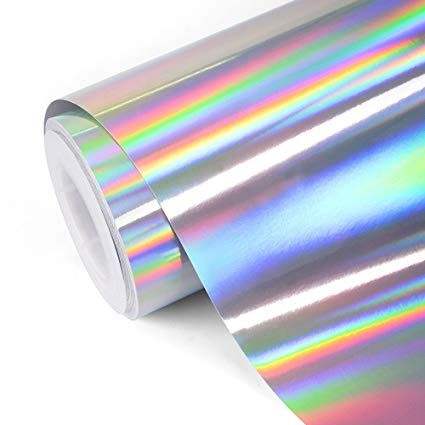 TECKWRAP Glossy Rainbow Holographic Silver Chrome Vinyl 1ftx5ft Bike Garage, Holographic Paper, Wedding Hangers Personalized, Custom Clothing Labels, Rainbow Holographic, Unicorn And Glitter, Window Color, Reward Stickers, Baby Shower Stickers