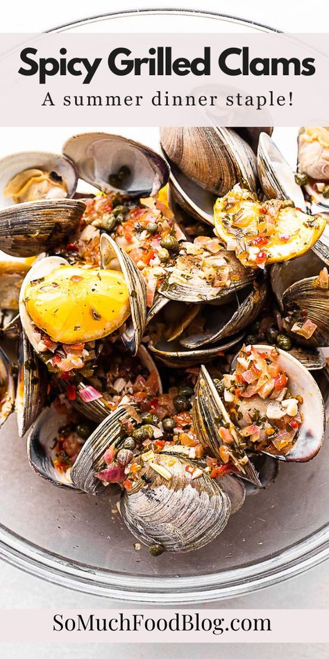 Grilled Clams Recipe, Grilled Clams, Fresh Clams, Prep Meals, Grilled Bread, Clam Bake, Clam Recipes, Easy Summer Meals, Meals Recipes