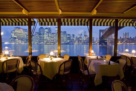 River Cafe, 1 Water St. Brooklyn.....best view of Manhattan... Great for appetizers at sunset. Set in one of America’s unique locations - under the Brooklyn Bridge with sweeping views of the New York skyline and the Statue of Liberty. Its exquisite setting, beautiful decor and seamless service make this a most memorable experience. The fine wine list, piano music, and lovely garden make this extra special. www.rivercafe.com Cafe Nyc, New York Trip, Cafe New York, Voyage New York, Fancy Restaurants, Places In New York, Romantic Restaurant, Most Romantic Places, Waterfront Restaurant