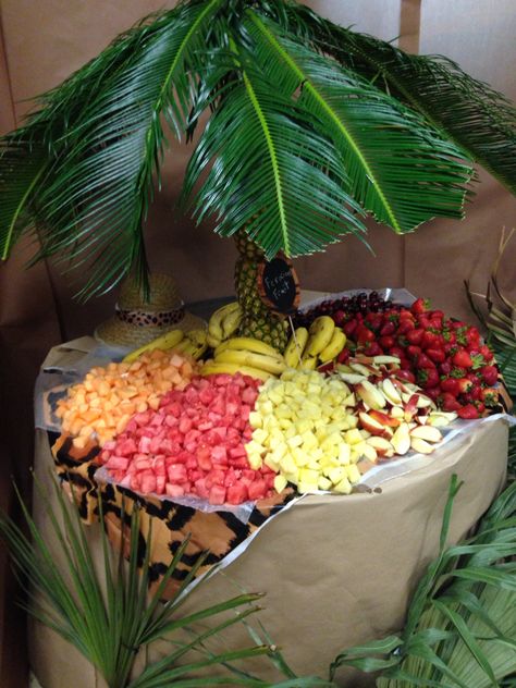 Safari taco bar idea Jungle Theme Taco Bar, Safari Birthday Party Decorations, Wild Baby Shower, Wild Baby, Safari Birthday Party, Taco Bar, Fruit Tree, Safari Birthday, Safari Party