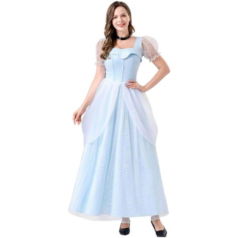 PRICES MAY VARY. AUTHENTIC FANTASTIC BEAUTY: This Adult Cinderella Women's Costume has been meticulously designed to capture the essence of the fairy tale, featuring an elegant ball gown silhouette that embodies the classic princess look. HIGH QUALITY FABRIC: This plus size women's dress is made of soft and stretchy fabric, breathable and lightweight, easy to wash and quick dry. COMFORTABLE AND BREATHABLE DESIGN: Despite its elegant appearance, this costume prioritizes comfort with a breathable 12 Dancing Princesses Costumes, Diy Princess Costume For Women, Diy Cinderella Costume Women, Halloween Costumes Classic, Disney Halloween Costumes For Women, Cinderella Costume Women, Fairy Tale Cosplay, Cinderella Costume Adult, Diy Cinderella Costume