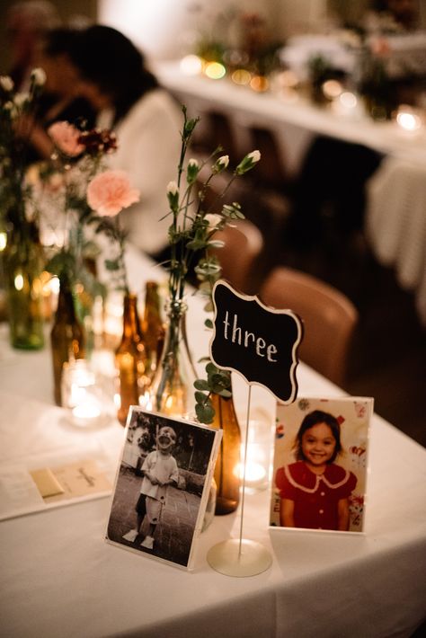 Wedding Centerpieces With Photos, Wedding Table Number Photos, Baby Picture Table Numbers, Photo Table Numbers Wedding, Picture Table Wedding, Wedding Table Numbers With Pictures, Chalkboard Numbers, Picture Wedding Centerpieces, Photo Centerpieces