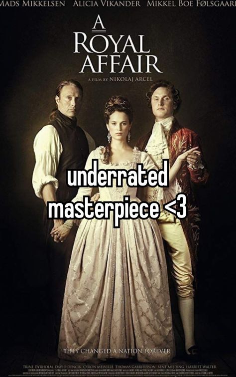 a royal affair | en kongelig affære | alicia vikander & mads mikkelsen as caroline&johann | #whisper #periodmovie #historicaldrama #aroyalaffair Mads Mikkelsen Movies, Mads Mikkelsen Whisper, Mads Mikkelsen Aesthetic, Royal Movies, Royal Quotes, Movie Recs, Film Shots, A Royal Affair, Girly Movies