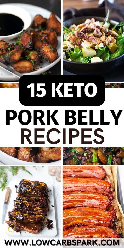 If you are tired of chicken or ground beef recipes, you must try something new. These 15 keto pork belly recipes are the best choice if you are looking for some easy and delicious dinner recipes. Try them and tell us which one is your favorite one. Keto Pork Belly Recipes, Keto Pork Belly, Pork Belly Recipes Easy, Pork Belly Tacos, Keto Pork, Low Carb Pork, Pork Salad, Pork Belly Recipes, Crispy Pork Belly