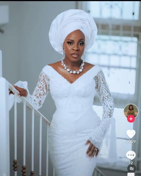 White Lace Asoebi Gown Styles, White Lace Styles In Nigeria, White Asoebi Lace Styles, White Lace Gown Styles Nigerian, White Asoebi, White Lace Dress Styles, White Lace Dress Styles Nigerian, Flare Dress Outfit Classy, Lace Dress Styles Nigerian