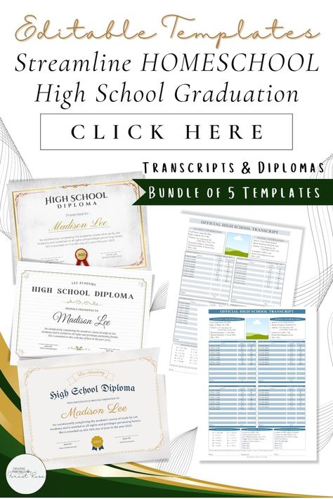 Homeschool High School Editable Diploma and Official Transcripts Highschool Transcript Template, Homeschool Transcripts Templates, High School Transcript Template, High School Transcripts, Transcript Template, Homeschool Diploma, Homeschool Highschool, High School Plan, Homeschool Transcripts