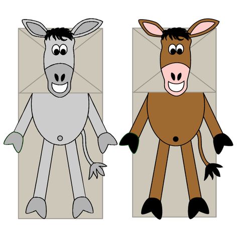 Donkey Paper Bag Puppet Craft | Burro | Mule Preschool Printable Activity Donkey Craft, Animals In The Bible, Paper Bag Puppet Craft, Prek Activities, Bag Puppet, Sunday School Decorations, Puppet Craft, Nursery Rhymes Activities, Paper Sack