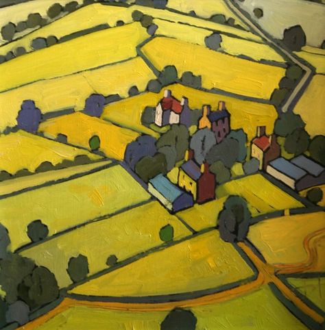 Landscape From Above, Perspective Painting, Aerial Perspective, Illustration Kunst, Vintage Inspired Art, Landscape Quilts, Studio Gallery, Abstract Art Landscape, Naive Art