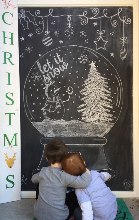 Brothers. Christmas 2015. Let it snow! Snow globe chalk art. Snow Globe Window Painting, Chalk Wall Christmas Ideas, Christmas Window Drawing Ideas, Chalk Window Christmas, Christmas Window Chalk Art, Christmas Whiteboard Ideas, Winter Chalk Art, Christmas Chalkboard Art Ideas, Christmas Window Art Ideas