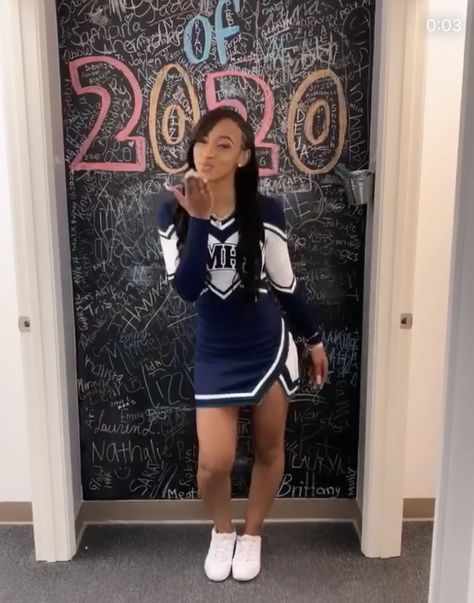 Black Cheerleaders Outfit, Cheerleading Outfits Black, Chearleder Outfit Aesthetic, Cheerleaders Outfits, Cheerleading Outfits Blue, Blue And Black Cheer Uniform, Cheerleading Dress, Black Cheerleaders Middle School, Majorette Dance Uniforms