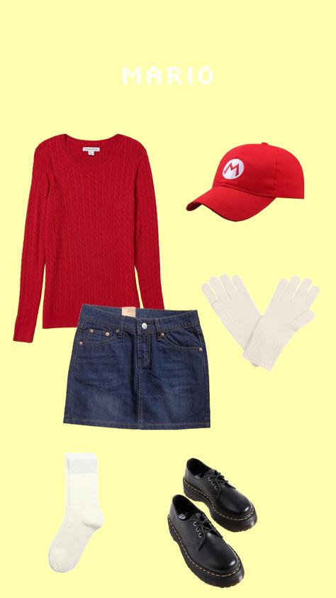 #mario #halloween #costume #mariogirl #supermariobros #red #luigimario Mario Outfit Ideas, Mario Characters Costumes, Mario Character Costumes, Mario Girl, Mario Outfit, Mario Halloween, Halloween Outfit Ideas, Characters Costumes, Mario Costume