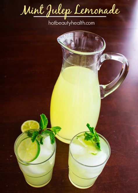 This drink is a must-have for Derby Day! #KentuckyDerby http://www.hotbeautyhealth.com/food/kentucky-derby-recipe-mint-julep-lemonade/ Kentucky Derby Recipes, Kentucky Derby Food, Kentucky Derby Mint Julep, Kentucky Derby Theme, Derby Recipe, Derby Party Food, Kentucky Derby Party Food, Mint Julep Recipe, Basil Lemonade