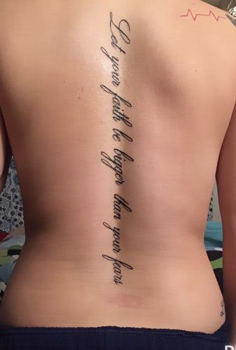 Meaning Spine Tattoos, Bible Spine Tattoos For Women, Meaningful Spine Tattoos For Women Bible, Meaningful Spine Tattoos For Women Unique, Unique Tattoos With Meaning For Women, Meaningful Back Tattoos, Unique Meaningful Tattoo Quotes, Small Tattoos For Women With Meaning, Rib Tattoos For Women Unique