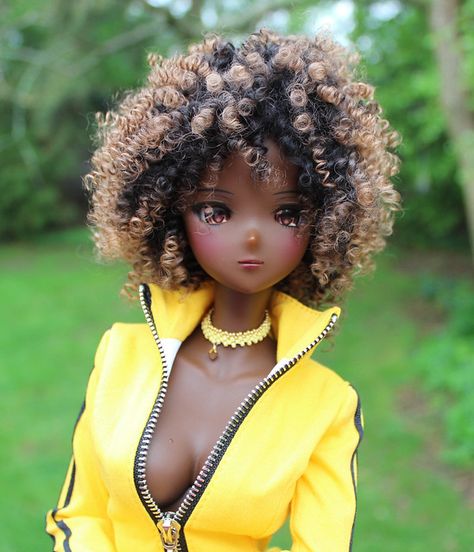 Bjd Dolls Black Skin, Bjd Dolls Brown Skin, Black Smart Doll, Smart Dolls, Blythe Dolls Black Dark Skin, Bythle Dolls Black Hair, Blythe Dolls Black Hair Asian, Bjd Dolls Girls, Custom Barbie