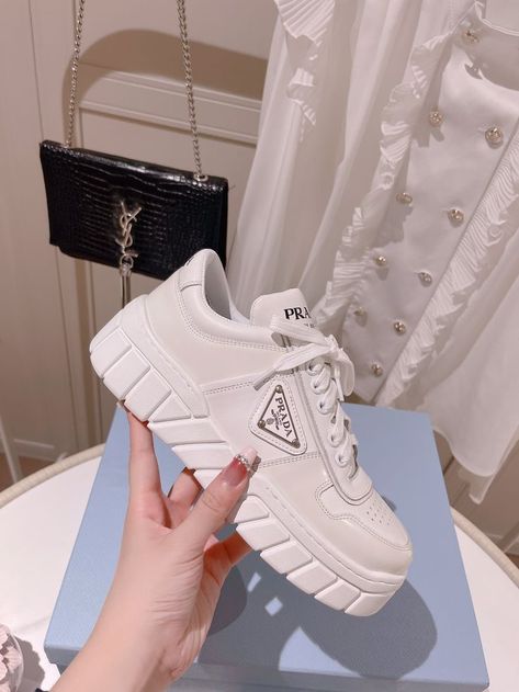 Prada Sneakers Outfit, Prada Boots Outfit, Luxury Shoe Collection, Korean Shoes, Prada Sneakers, Expensive Shoes, Shoes Heels Classy, Shoes Prada, Hype Shoes