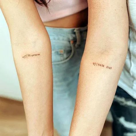 Simple Small Mother Daughter Tattoo Mother Daughter Tattoo, Puzzle Tattoos, Daughter Tattoo, Tatoo Inspiration, Simple Tattoo Designs, Парные Тату, Mother Daughter Tattoos, Elephant Tattoo, Women's Tattoo