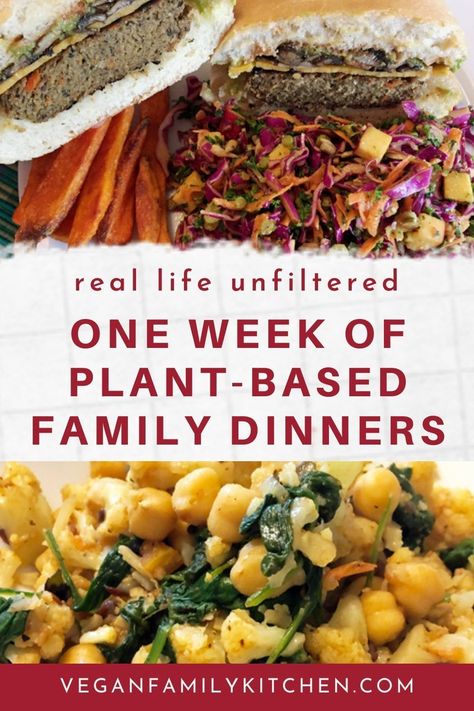 Plant Based Family Recipes, Family Vegan Meals, Plant Based Family Dinners, Meal Planning Ideas Vegan, Vegan Family Recipes, Plant Based Meal Prep For The Week, Plant Based Meals Dinner, Family Plant Based Meals, Family Friendly Plant Based Meals