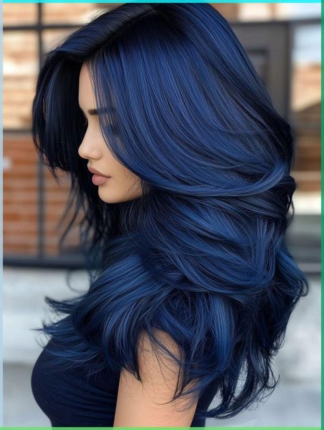 Plum Black Hair, Wavy Hair Naturally, Hairstyle Quotes, Midnight Blue Hair, Dimensional Hair Color, Sunflower Hair, Volumizing Mousse, Dyed Hair Blue, Dark Blue Hair