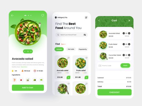 Food Delivery App Design by Tazrin on Dribbble Creative App Design, Food Website Design, Food Ordering App, Healthy Apps, Food Web Design, Restaurant App, Meal Planning App, App Design Layout, Cooking App