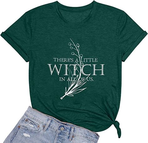 Amazon.com: SUPEYA Women Halloween Tops Theres A Little Witch in All of Us Practical Magic Quotes Witch Shirt Grey : Clothing, Shoes & Jewelry Practical Magic Quotes, Halloween Tops, Grey Clothing, Magic Quotes, Funny Women, Halloween Top, Funny Shirts Women, Women Halloween, Practical Magic