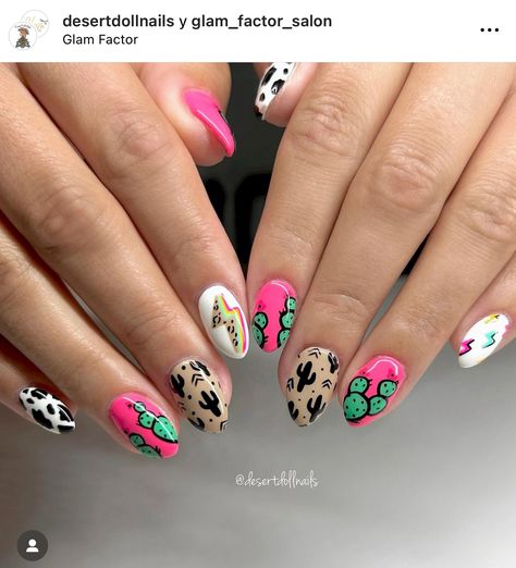 Fair Themed Nails, Horse Nail Art Designs, Western Rodeo Nails, Lainey Wilson Inspired Nails, Ghost Cowboy Nails, Fair Nail Art, Bright Western Nails, Neon Western Nails, Pink Country Nails