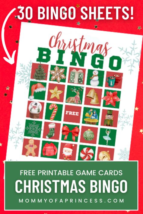 30 FREE PRINTABLE CHRISTMAS BINGO CARDS Christmas Bingo Printable Free, Bingo Printable Free, Holiday Bingo Cards, Printable Christmas Bingo Cards, Free Christmas Games, Christmas Bingo Printable, Holiday Bingo, Christmas Bingo Cards, Bingo Sheets