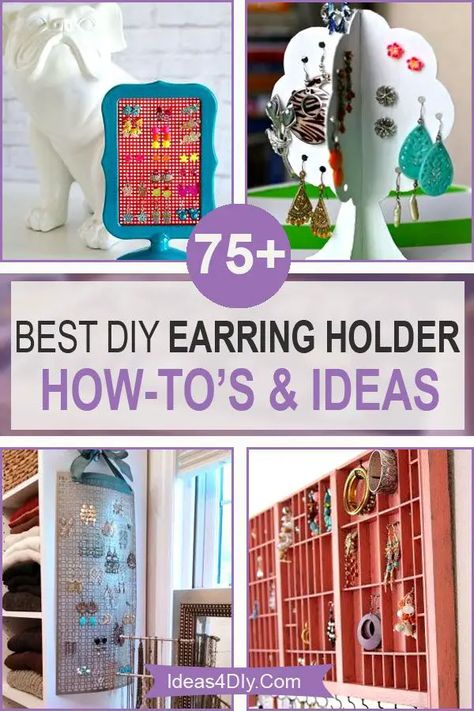 75+ DIY Earring Holder Ideas & Amazing How To's Earring Holders Ideas, Ear Rings Organizer Diy, Clip On Earring Holder, Ear Ring Storage Diy, Diy Post Earring Holder, Homemade Earring Display, Diy Earring Hanger, Chicken Wire Earring Holder, Ear Ring Display Ideas