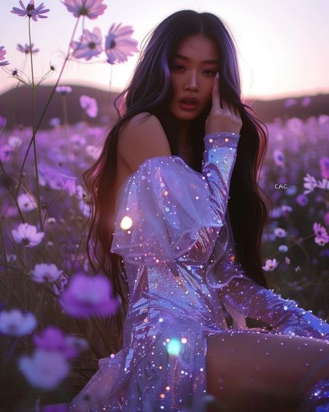 Purple Pictures Aesthetic, Purple Girl Aesthetic, Pink Underwater, Purple Photoshoot, Retro Witch, Angelcore Aesthetic, Debut Photoshoot, Fairy Photoshoot, Model Poses Photography