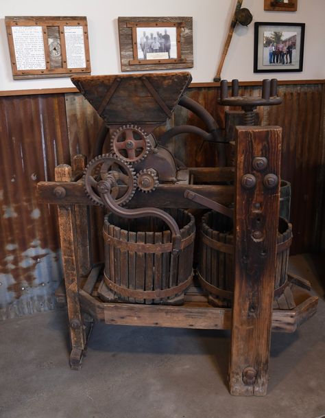 Circa 1880 Wine Press from Original Homestead - Steinbeck Vineyards & Winery, Paso Robles, CA - East Side Winery Apple Cider Press, Apple Press, Castle Floor Plan, Cider Press, Cider Mill, Wine Press, Tasting Room, East Side, Apple Cider