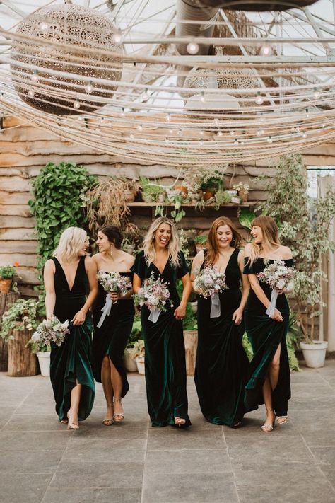 Bhldn Bridesmaid Dresses, Emerald Green Bridesmaid Dresses, Bhldn Bridesmaid, Winter Bridesmaids, Winter Bridesmaid Dresses, Bridesmaid Dresses Under 100, Velvet Bridesmaid Dresses, Emerald Green Weddings, Mismatched Bridesmaid Dresses