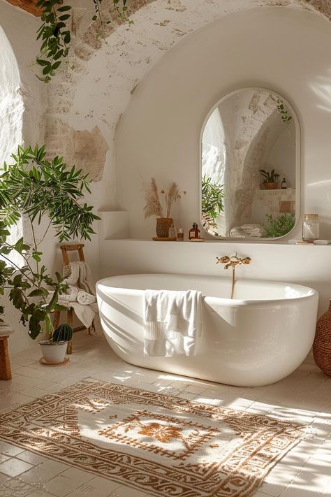 Provence Bathroom Ideas, Meditterean Bathroom, Italian Farmhouse Bathroom, Italian Style Homes Interior, Dream Home Bathroom, Dream House Bathroom, Greek Bathroom, Italian Home Design, Mediterranean Bathroom Design Ideas