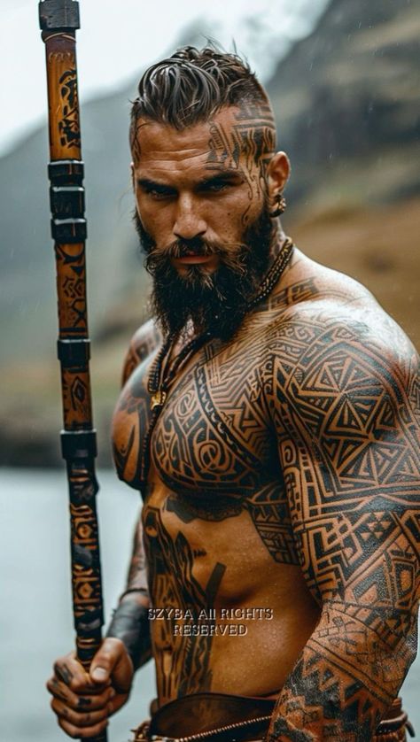 Exile Tattoo, Viking Warrior Men, Long Hair Community, Viking People, Viking Character, Beard Game, Viking Men, Ornamental Tattoo, Viking Tattoos